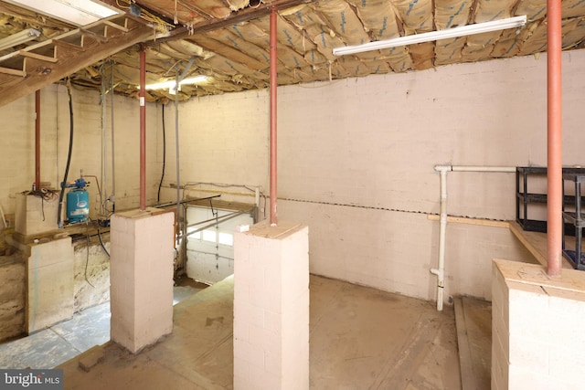 view of unfinished basement