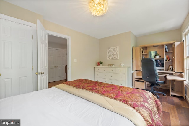 11406 Royal Vw, North Potomac, MD 20878 - bedroom featuring wood finished floors, a desk, and a chandelier