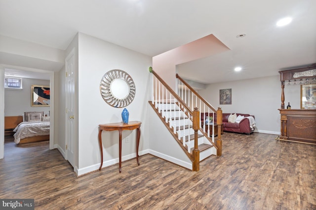 11406 Royal Vw, North Potomac, MD 20878 - staircase featuring wood finished floors, baseboards, and recessed lighting