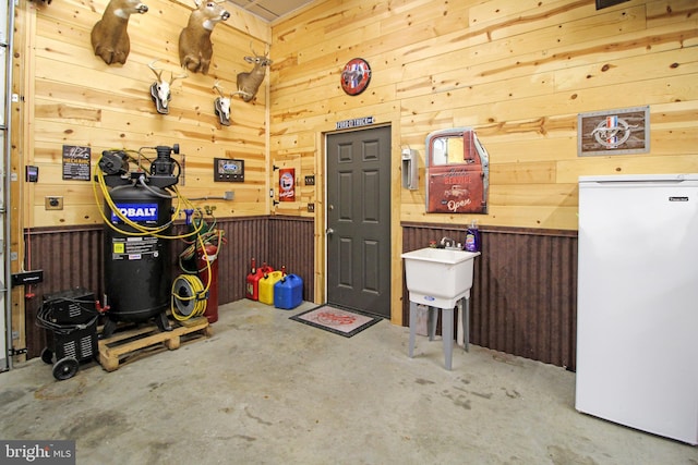 19 Old Hilltop Rd, Conowingo, MD 21918 - interior space with wooden walls and refrigerator