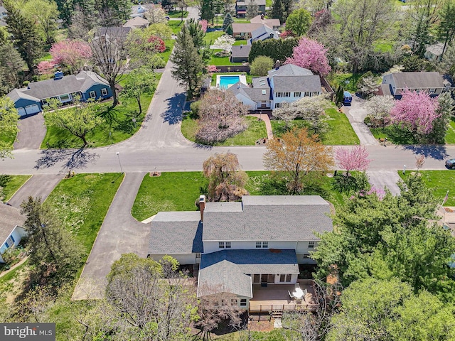 bird's eye view with a residential view