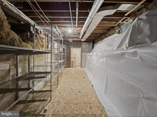 view of unfinished basement