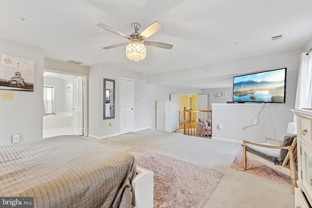 3401 Kidder Rd, Clinton, MD 20735 - bedroom with carpet flooring, ensuite bath, a ceiling fan, and baseboards
