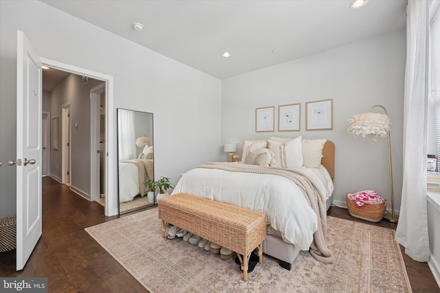 bedroom with baseboards and recessed lighting