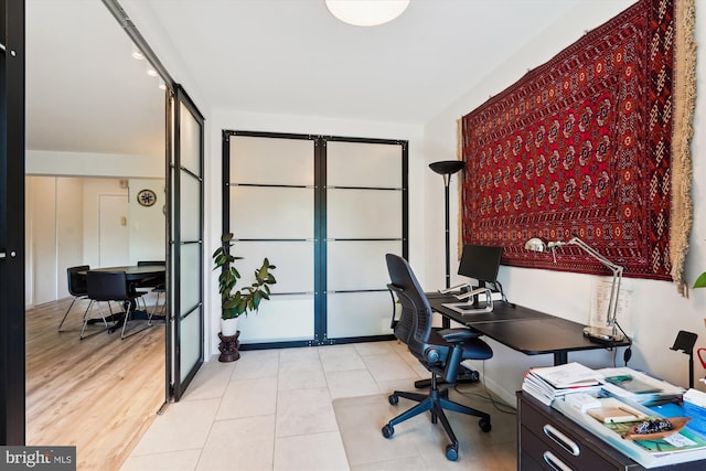 home office with french doors