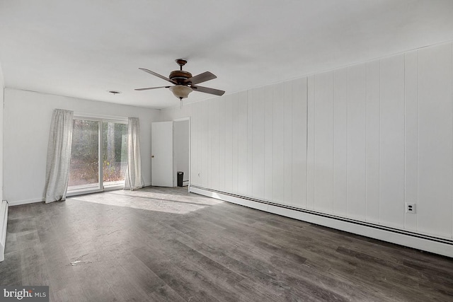 24 Elk Rd, Mullica Hill, NJ 08062 - empty room featuring a ceiling fan, a baseboard heating unit, and wood finished floors