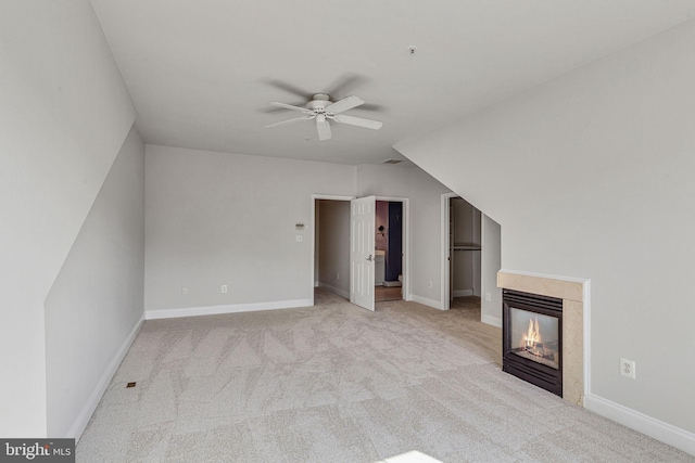 8716 Salinas Ct, Odenton, MD 21113 - bonus room featuring a ceiling fan, light colored carpet, and a glass covered fireplace