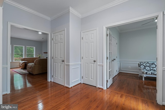 13647 Van Doren Rd, Manassas, VA 20112 - corridor featuring wood-type flooring and crown molding