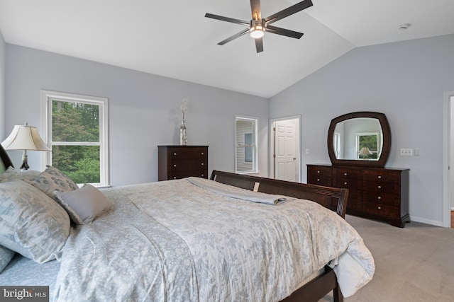 13647 Van Doren Rd, Manassas, VA 20112 - bedroom featuring lofted ceiling, light carpet, ceiling fan, and baseboards