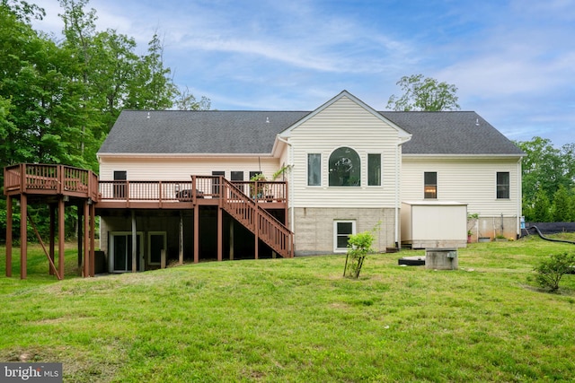 13647 Van Doren Rd, Manassas, VA 20112 - back of house with a deck, a lawn, and a shingled roof