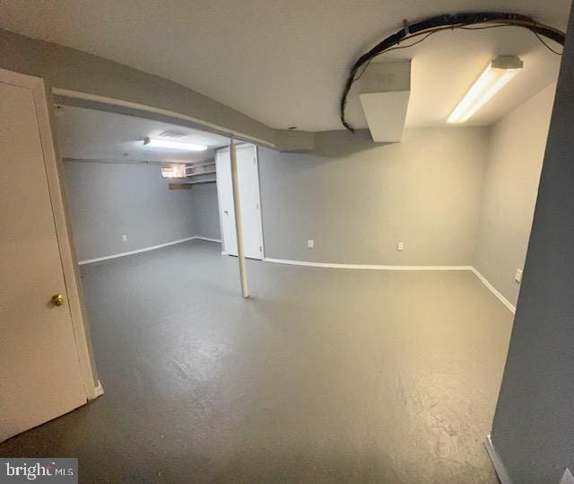 finished below grade area featuring baseboards