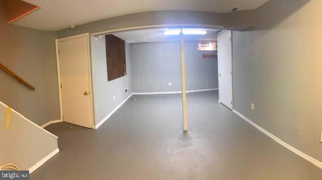 below grade area with baseboards