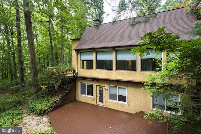 1738 Shanwick Rd, Forest Hill, MD 21050 - back of house featuring stucco siding, a wooden deck, and a shingled roof