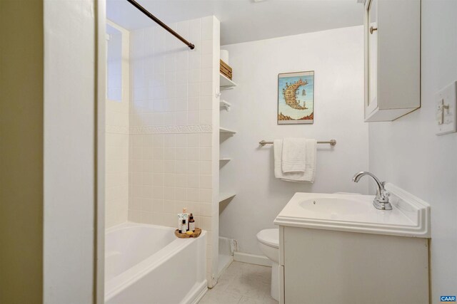 883 Locust Ave, Charlottesville, VA 22902 - bathroom with vanity, toilet, tile patterned floors, baseboards, and bathing tub / shower combination