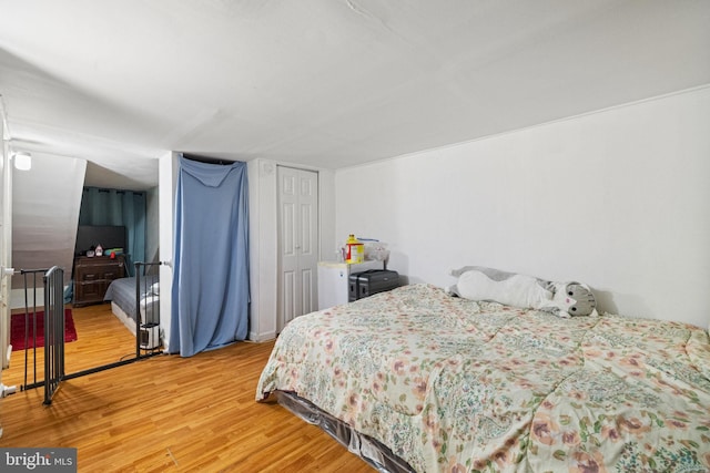 bedroom featuring light wood-style flooring