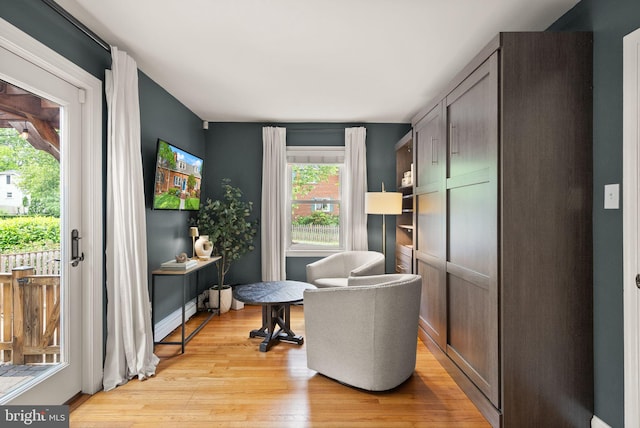 sitting room featuring light wood-style floors