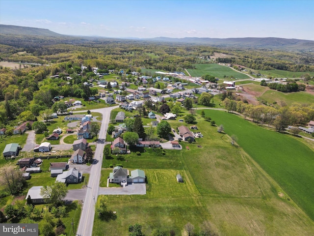 bird's eye view featuring a residential view and a mountain view