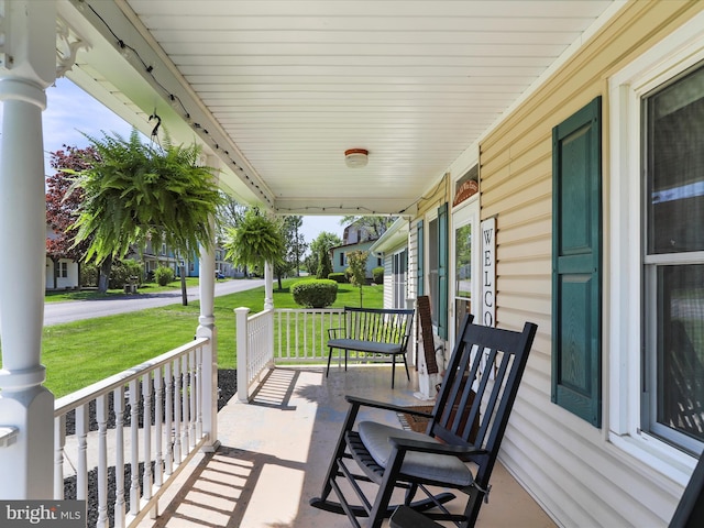 view of patio featuring a porch