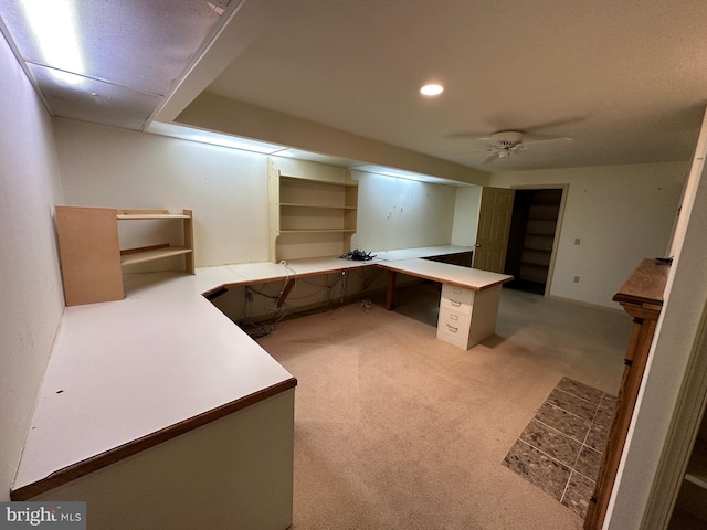 15004 Burnt Mill Rd, Shippensburg, PA 17257 - finished basement with light carpet, ceiling fan, and recessed lighting