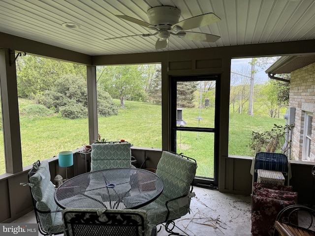 15004 Burnt Mill Rd, Shippensburg, PA 17257 - sunroom / solarium with a ceiling fan, healthy amount of natural light, and outdoor dining space