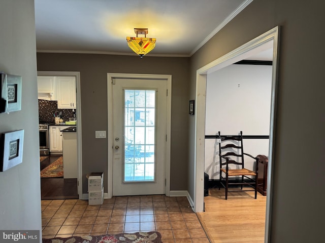 15004 Burnt Mill Rd, Shippensburg, PA 17257 - entryway featuring plenty of natural light, crown molding, baseboards, and light tile patterned floors
