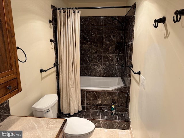 15004 Burnt Mill Rd, Shippensburg, PA 17257 - full bath with toilet, tiled shower / bath, vanity, and marble finish floors