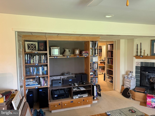 15004 Burnt Mill Rd, Shippensburg, PA 17257 - carpeted living area with a fireplace