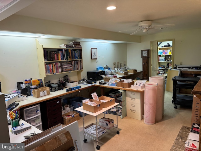 15004 Burnt Mill Rd, Shippensburg, PA 17257 - carpeted home office with a ceiling fan and recessed lighting