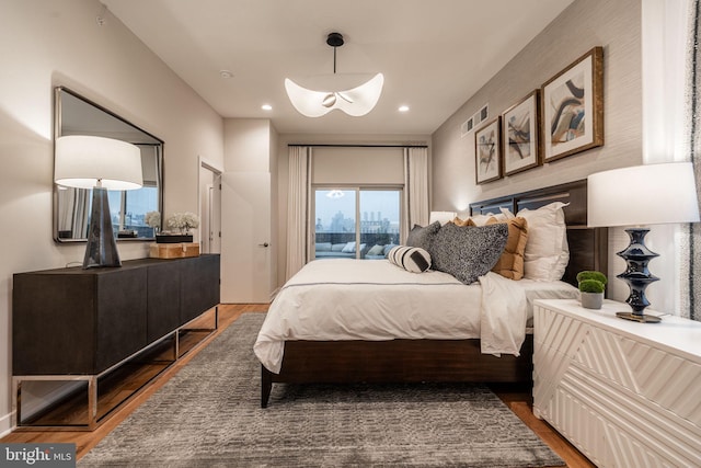 2001 Richmond St Unit 23B, Philadelphia, PA 19125 - bedroom with visible vents, recessed lighting, and wood finished floors