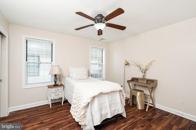 9 Fernwood Ct, Columbus, NJ 08022 - bedroom with baseboards, multiple windows, wood finished floors, and ceiling fan