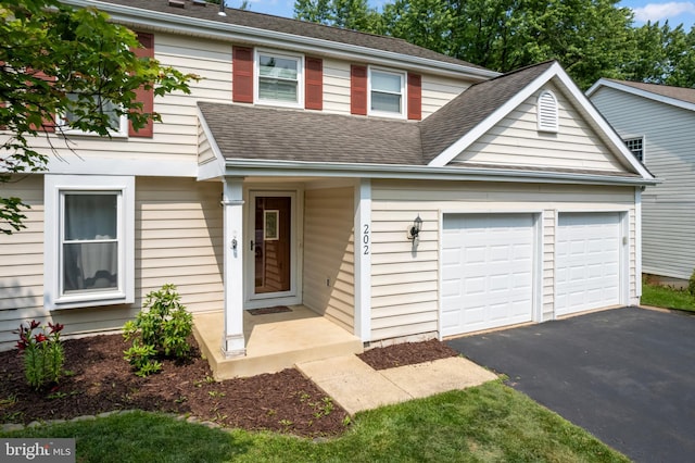 202 Trail Ct, Sterling, VA 20164 - traditional-style house featuring a garage, driveway, and roof with shingles