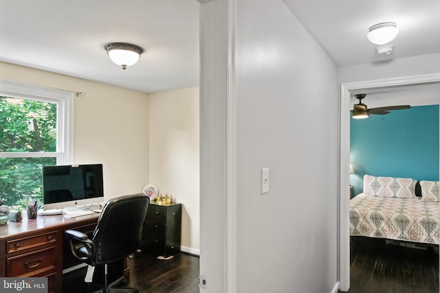 202 Trail Ct, Sterling, VA 20164 - office featuring dark wood-style flooring and a ceiling fan