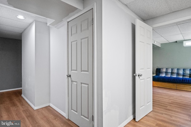 202 Trail Ct, Sterling, VA 20164 - hall with a drop ceiling, wood finished floors, baseboards, and recessed lighting