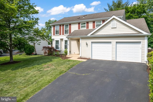 202 Trail Ct, Sterling, VA 20164 - view of front of home with an attached garage, driveway, a front lawn, and a shingled roof