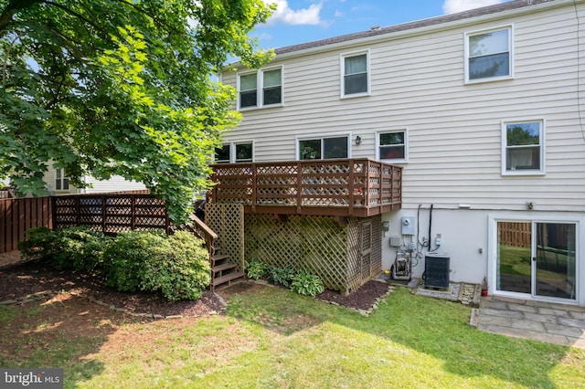 202 Trail Ct, Sterling, VA 20164 - rear view of property with central AC and a wooden deck