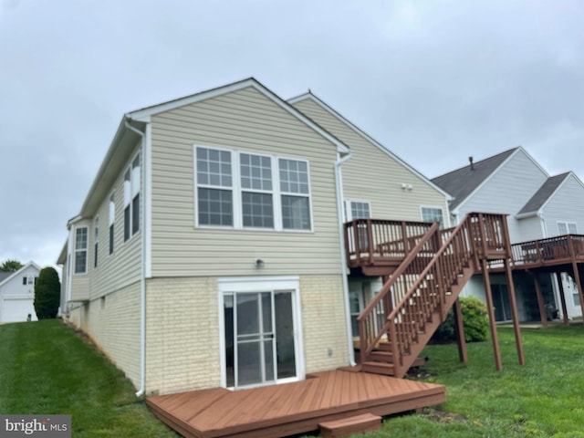 3754 China Grove Mews, Dumfries, VA 22025 - rear view of property with a deck, brick siding, and a yard