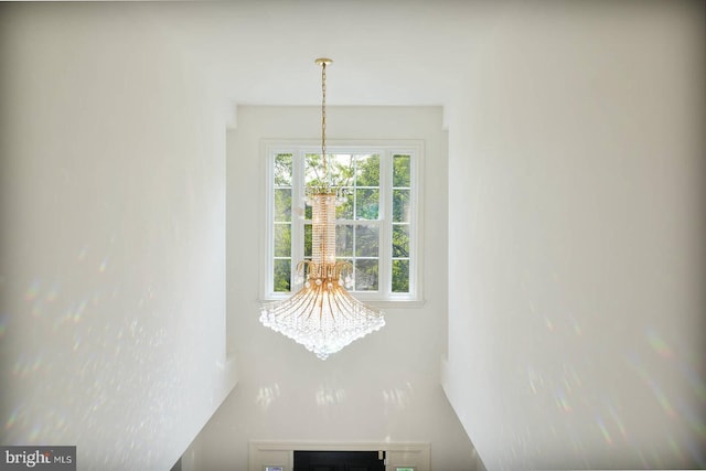 detailed view of a chandelier