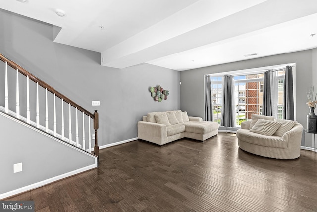7471 Brunson Cir Unit 10A, Gainesville, VA 20155 - living area with dark wood finished floors and stairs