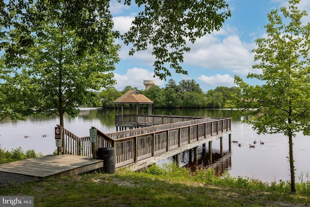 135 Woodlake Dr, Marlton, NJ 08053 - dock area with a gazebo and a water view