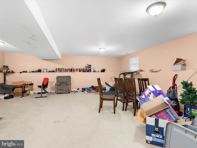 game room featuring carpet flooring