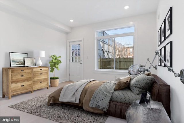 bedroom with recessed lighting