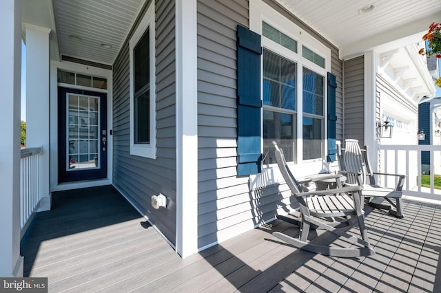 deck with covered porch