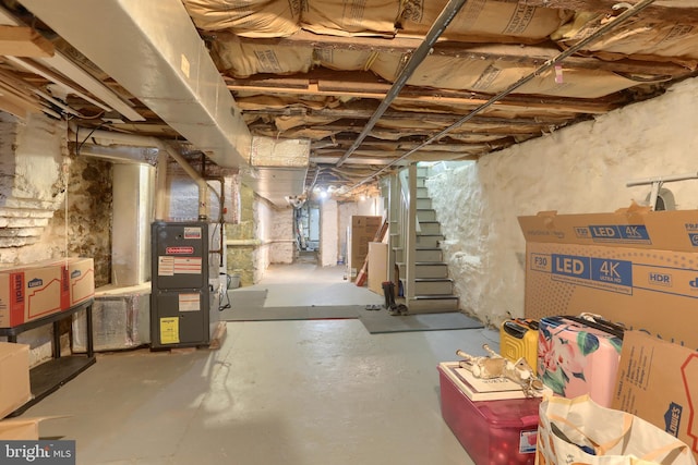 view of unfinished basement