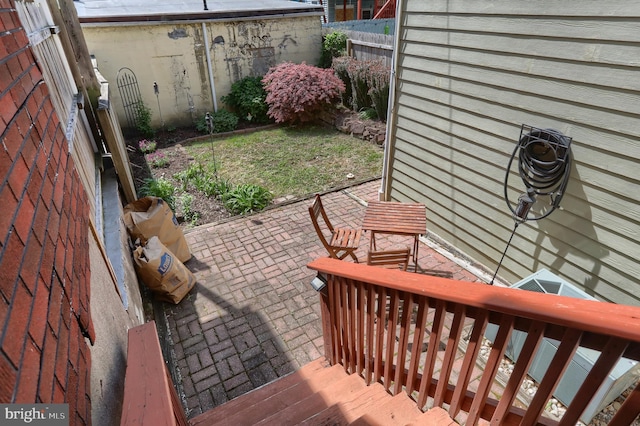 exterior space featuring fence and a patio