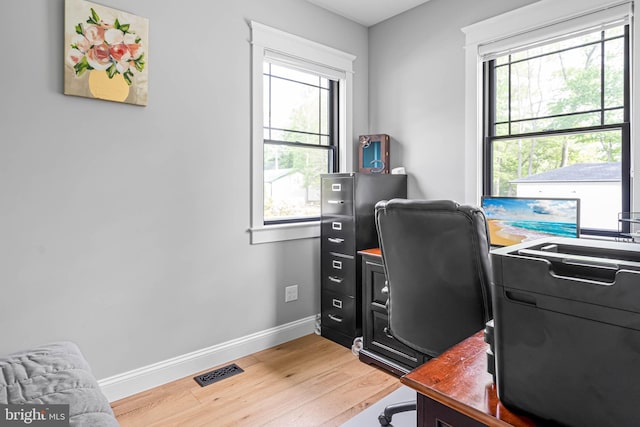 32991 Daisey Rd, Frankford, DE 19945 - office featuring baseboards, visible vents, wood finished floors, and a wealth of natural light