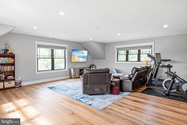 32991 Daisey Rd, Frankford, DE 19945 - interior space featuring recessed lighting, baseboards, wood finished floors, and lofted ceiling