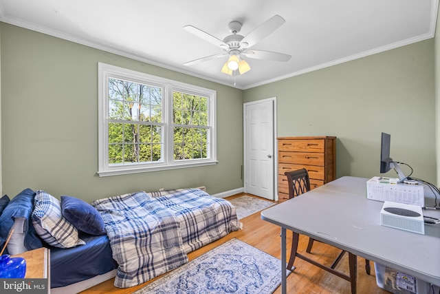 2430 Stanwick Rd, Phoenix, MD 21131 - bedroom featuring crown molding, a ceiling fan, baseboards, and wood finished floors