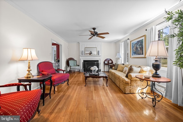 2430 Stanwick Rd, Phoenix, MD 21131 - living room with crown molding, light wood-style flooring, and ceiling fan