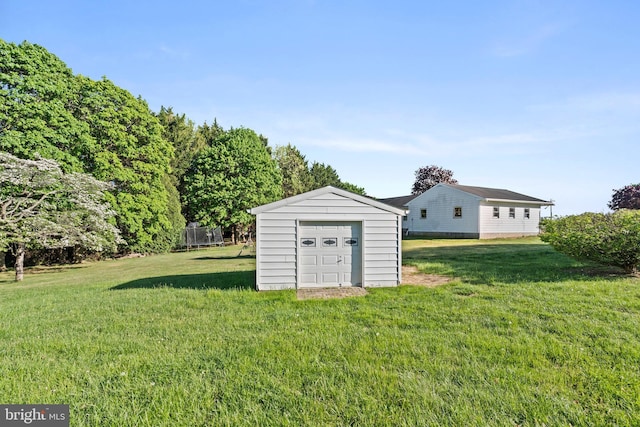 exterior space with an outdoor structure and a shed