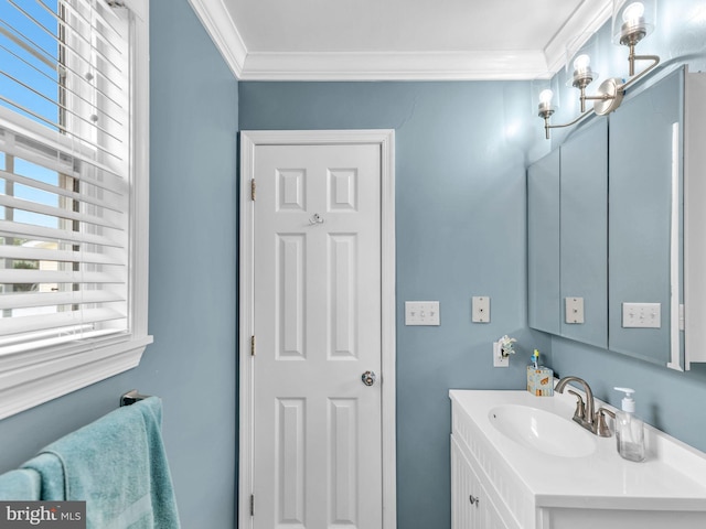 10350 Keyser Point Rd, Ocean City, MD 21842 - bathroom featuring ornamental molding and vanity